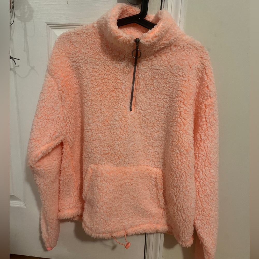 Coral fuzzy hoodie